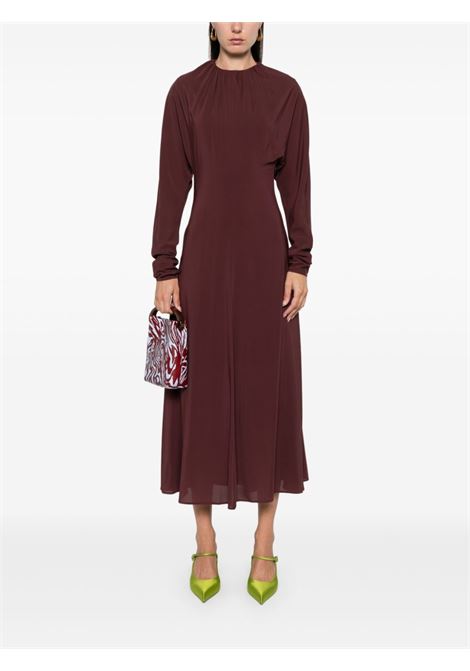 Burgundy pleat-detail midi dress Philosophy di Lorenzo Serafini - women PHILOSOPHY DI LORENZO SERAFINI | 042171190106